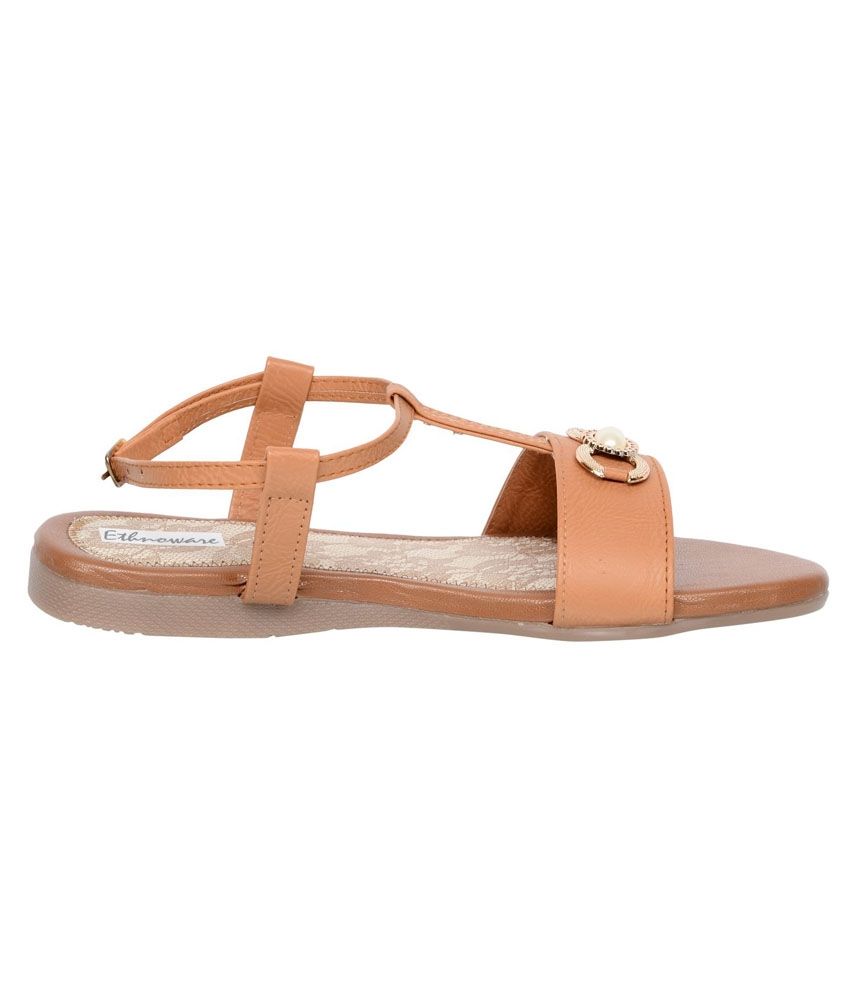 Ethnoware Beige Flat Sandals Price in India- Buy Ethnoware Beige Flat Sandals Online at Snapdeal