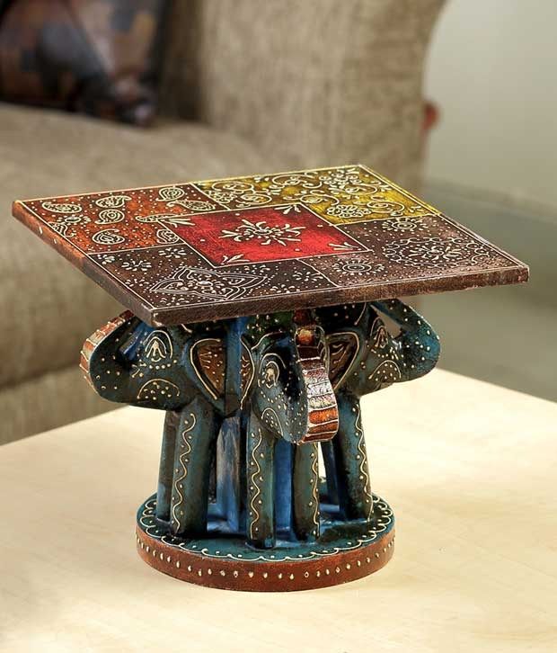 Aapno Rajasthan Hand Painted White Wood Side Table With Elephants Buy Aapno Rajasthan Hand Painted White Wood Side Table With Elephants At Best Price In India On Snapdeal