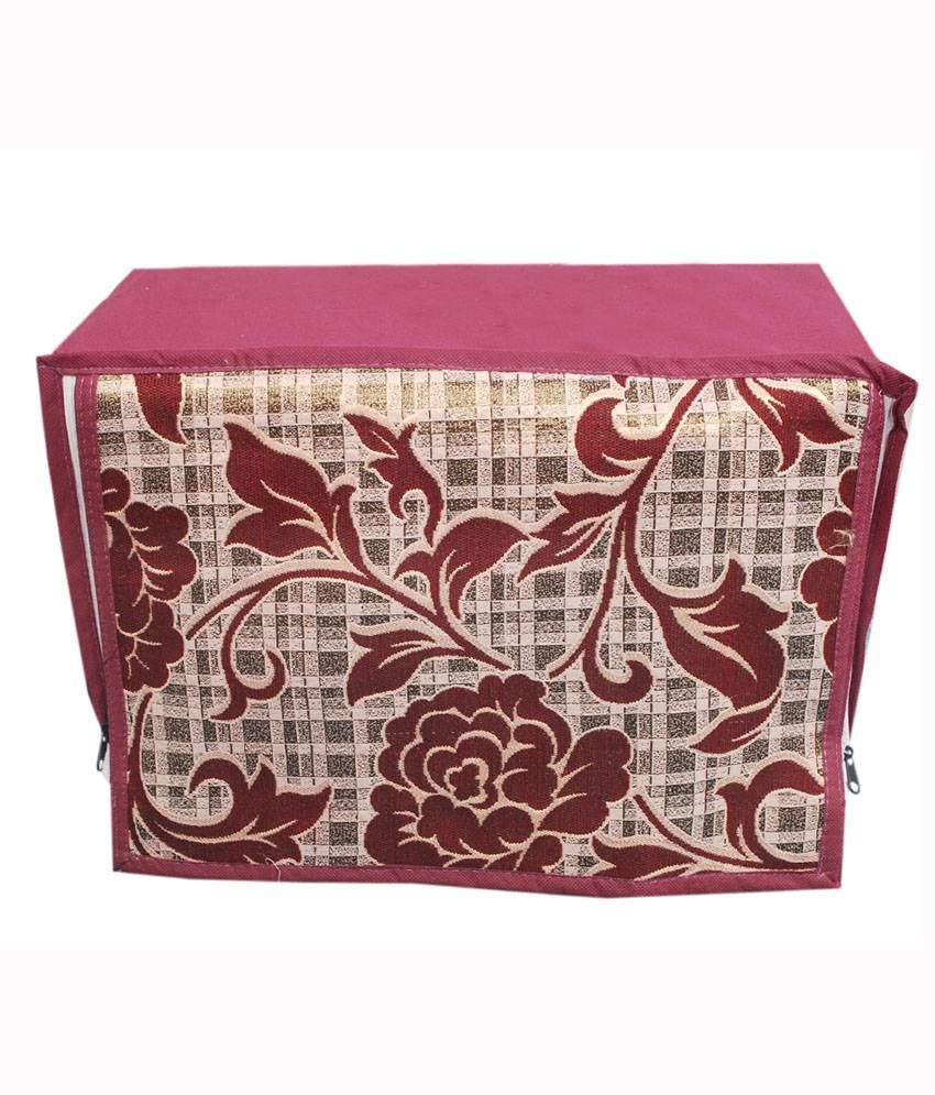     			E-Retailer'S Mehroon Flower Printed Microwave Oven Cover For 21 Ltr