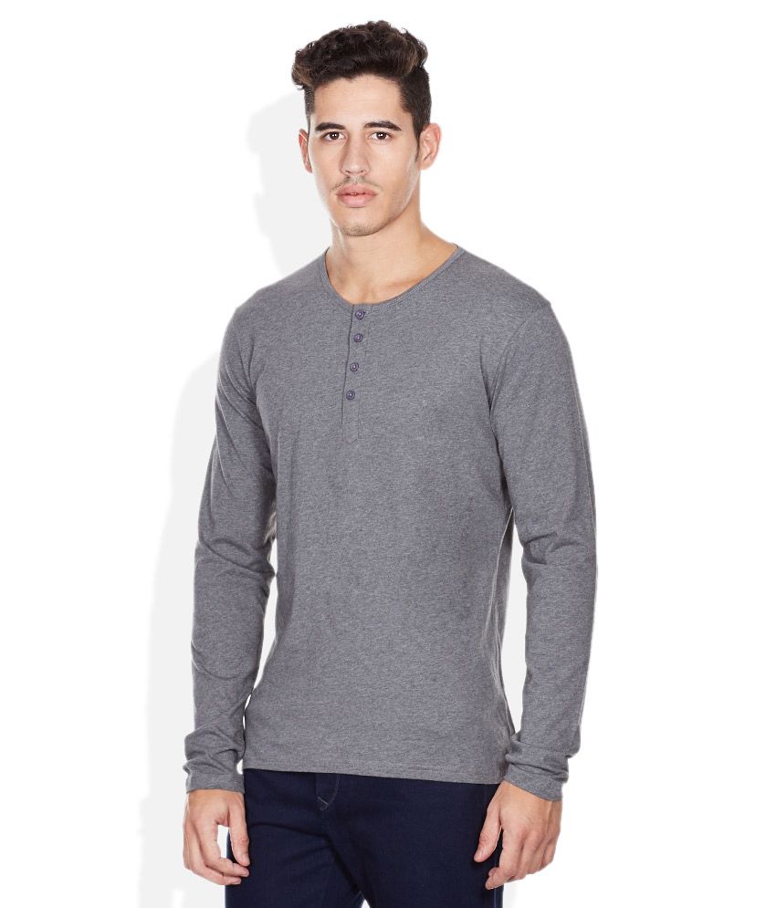 Bossini Grey Solid Henley T Shirt - Buy Bossini Grey Solid Henley T ...