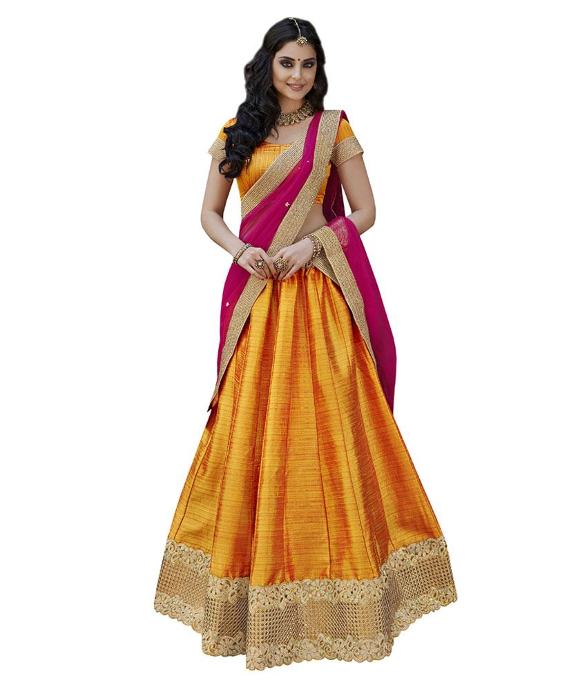 yellow bandhani lehenga