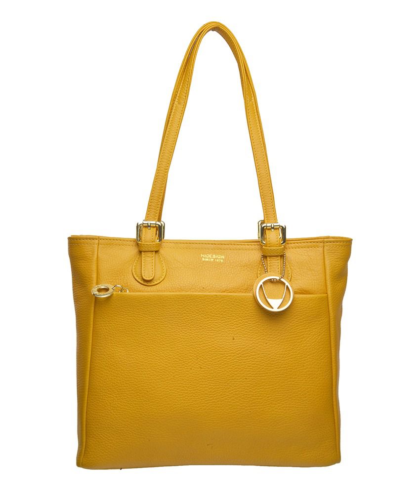 Hidesign Lucia 02 Yellow Leather Tote Bag - Buy Hidesign Lucia 02 ...