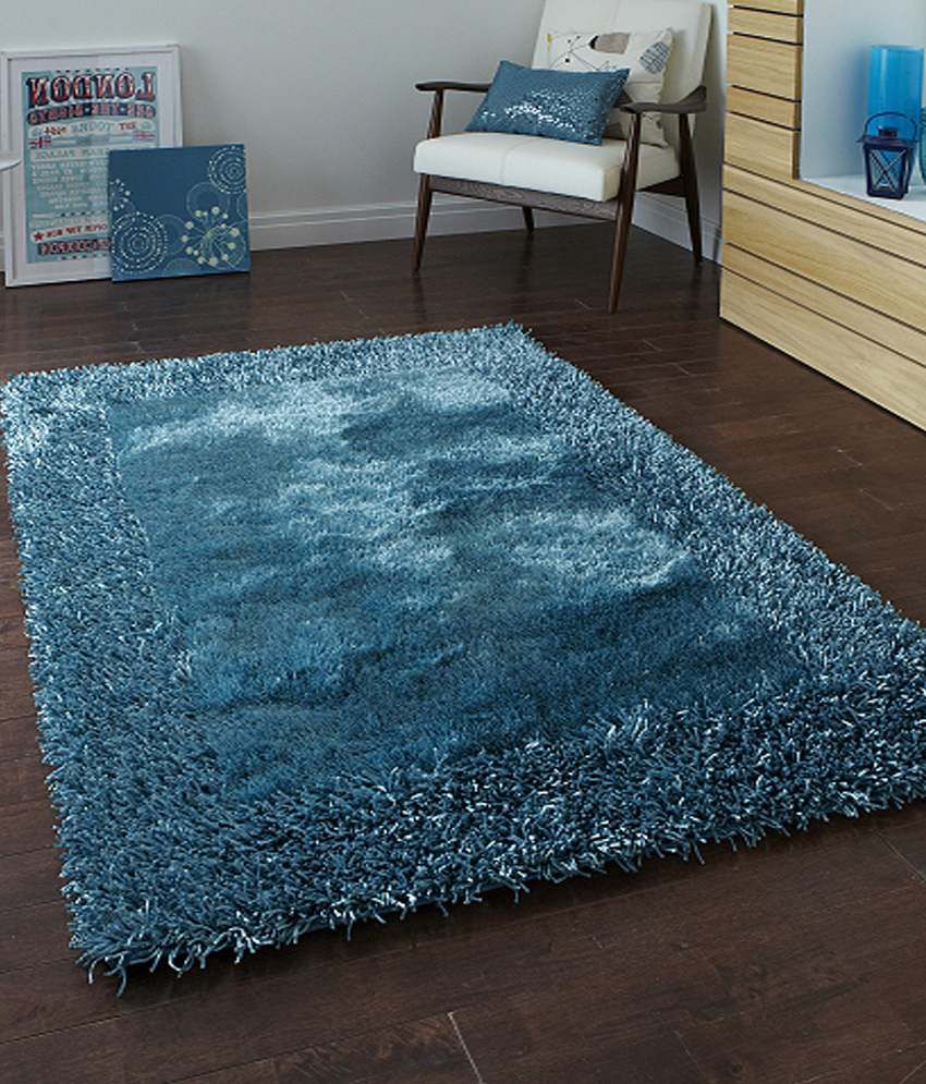     			Presto Blue Colour Solid 3D Shaggy Carpet 4x6 Ft.