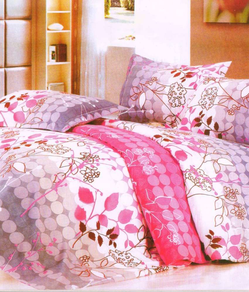 Christy's Collection Multicolor Floral Poly Cotton 4 Bed Sheets With 8