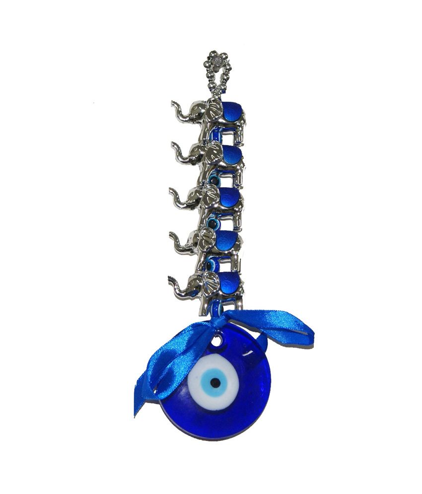     			Vastughar Evil Eye Fengshui Hanging With 5 Elephants - Blue