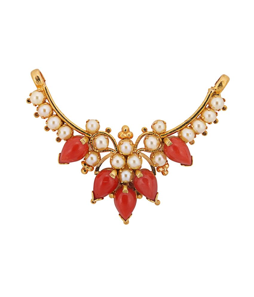 Jagannath Gangaram Pednekar Jewellers 22kt Gold Pearl And Coral Pedent 