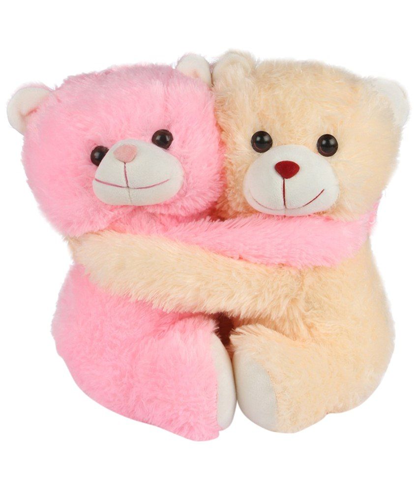 Deals India Cute Beige & Pink Cuddling Couple Teddy Bear Soft Toy - 35 ...