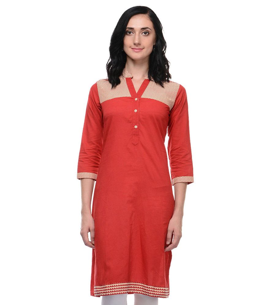 Sritika Red Cotton Kurti Buy Sritika Red Cotton Kurti Online at Best