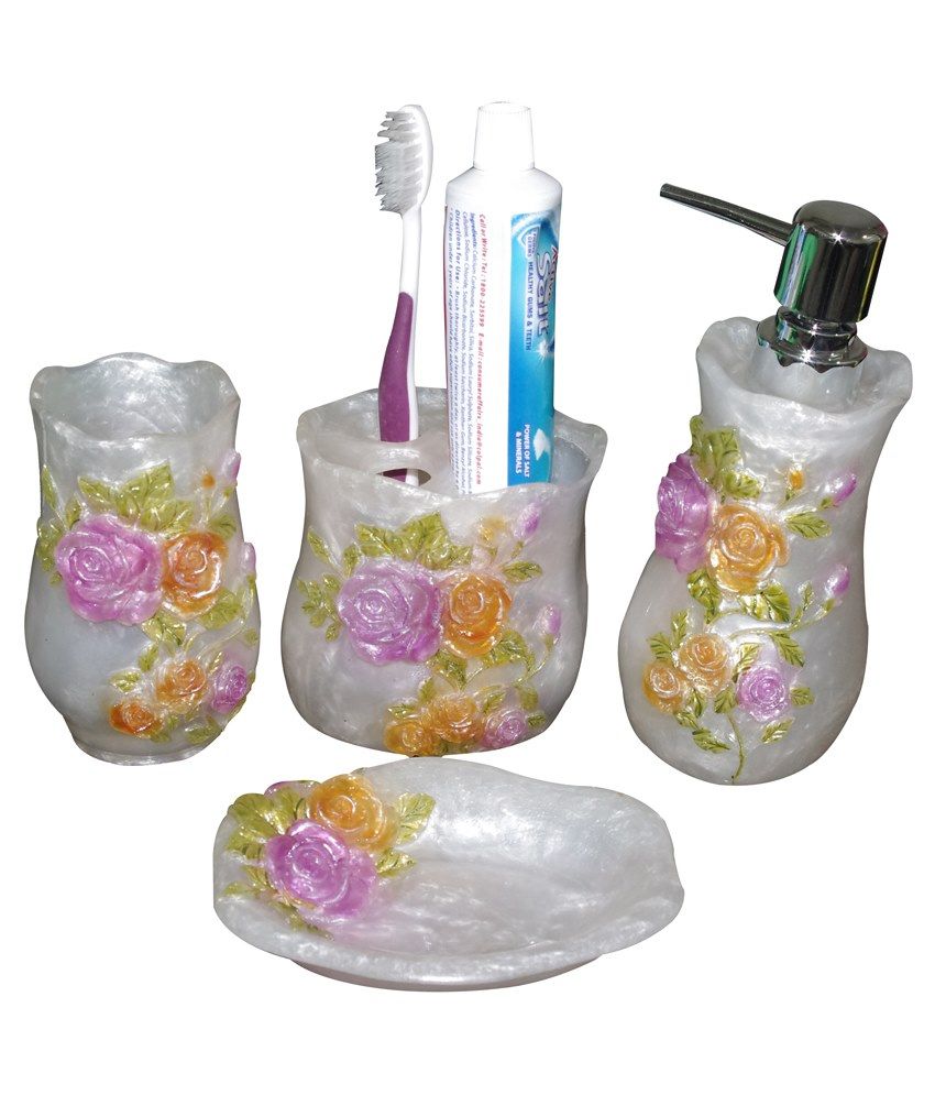 Buy Gran White Resin Bath Accessories Pack Of 4 Online at Low Price in India Snapdeal