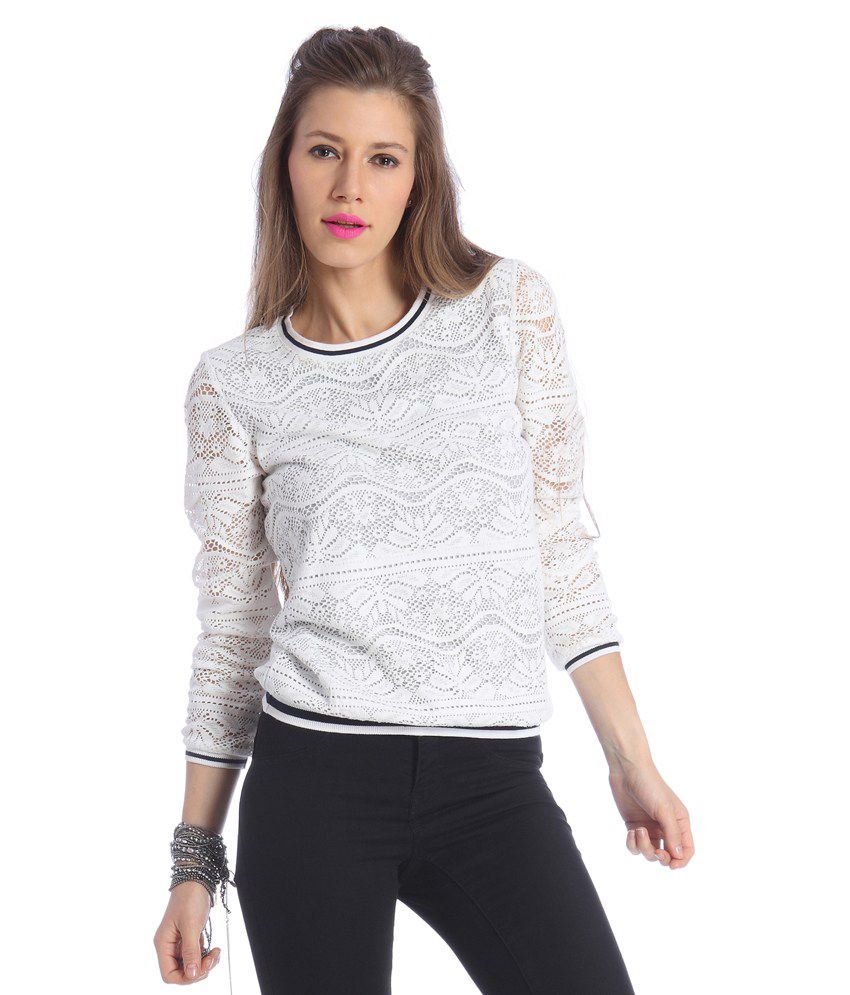Only White Polyester Tops - Buy Only White Polyester Tops Online at ...