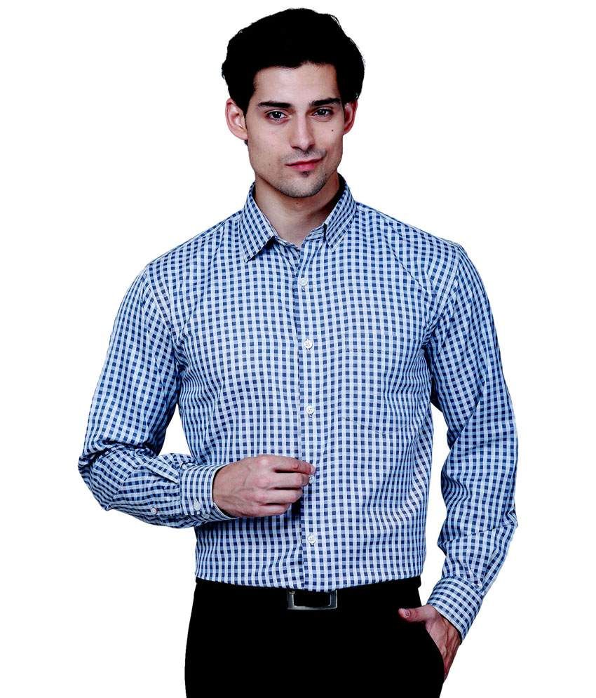 navy blue check shirt formal