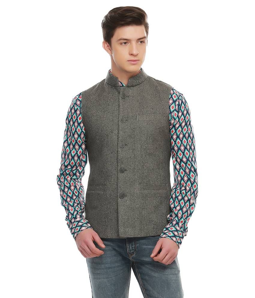 Jogur Gray Cotton Blend Waistcoat - Buy Jogur Gray Cotton Blend ...