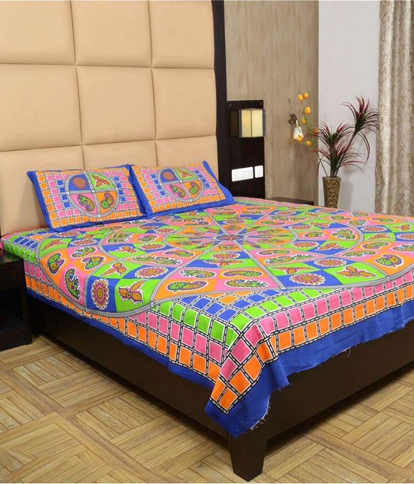 Maurvi Multi-color Cotton Bed Sheet - Buy Maurvi Multi-color Cotton Bed