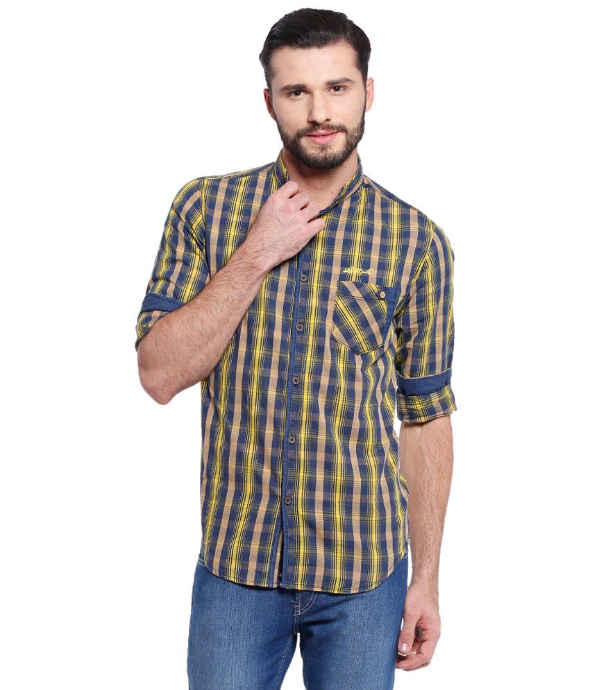 blue checkered shirt men