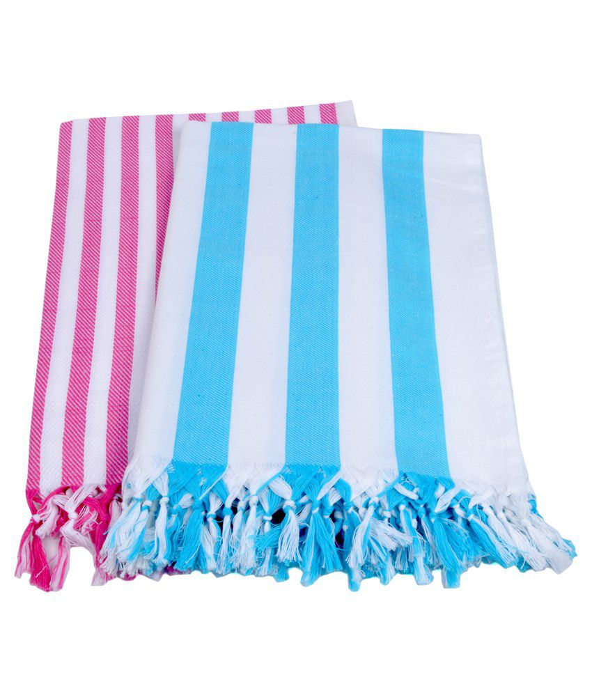     			Sathiyas Set of 2 Cotton Bath Towel - Multi Color (30 x 60 inches)