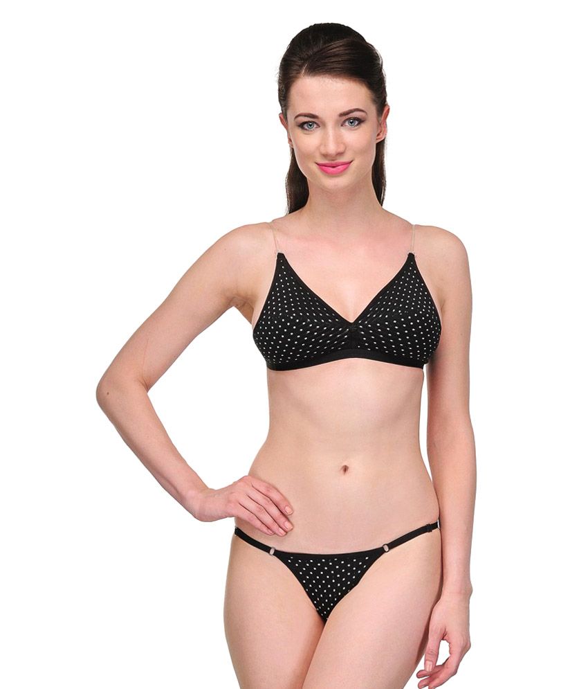 Buy URBAANO Black Bra Panty Sets Online At Best P