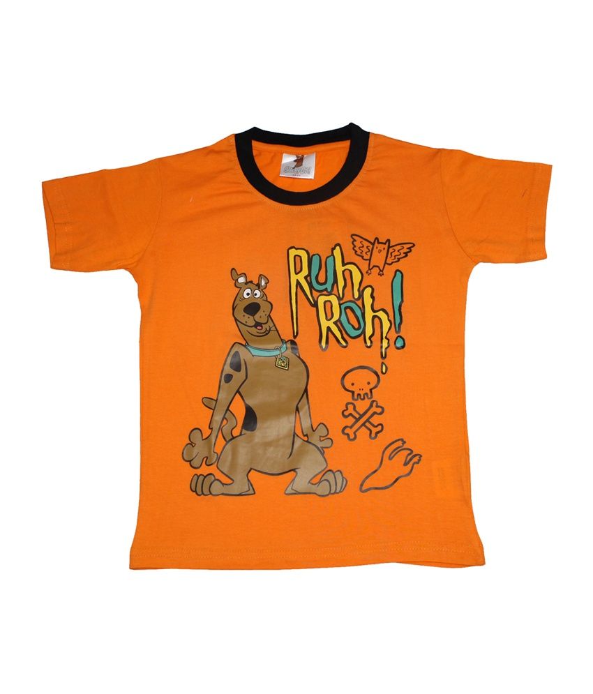 Scooby Doo Printed Round Neck Orange Cotton T-Shirt - Buy Scooby Doo ...