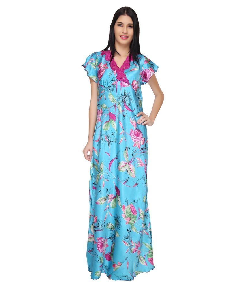 Buy Valentine Blue Satin Nighty Online At Best Prices In