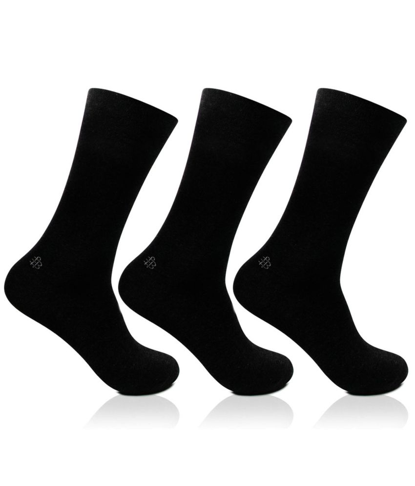     			Bonjour - Cotton Men's Solid Black Full Length Socks ( Pack of 3 )
