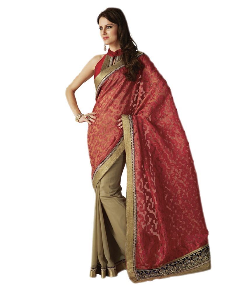 Cutie Pie Red Faux Georgette Saree Buy Cutie Pie Red Faux Georgette 6674