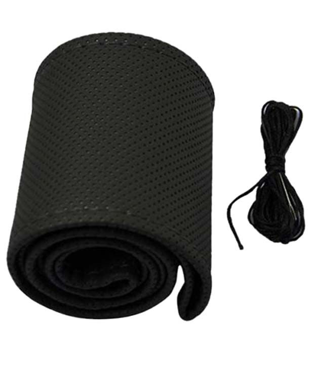 Allure Auto Black Leather Car Steering Cover For Maruti Swift Dzire