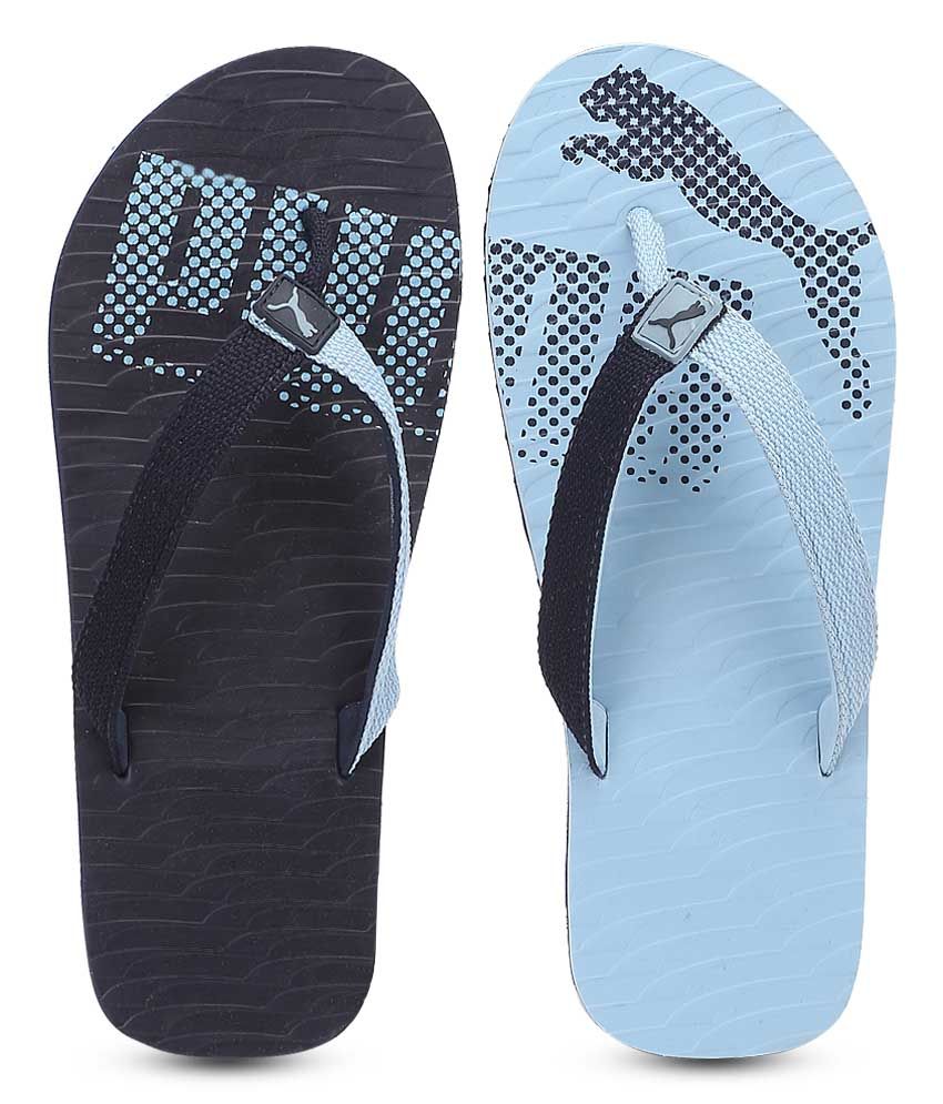 puma blue flip flops