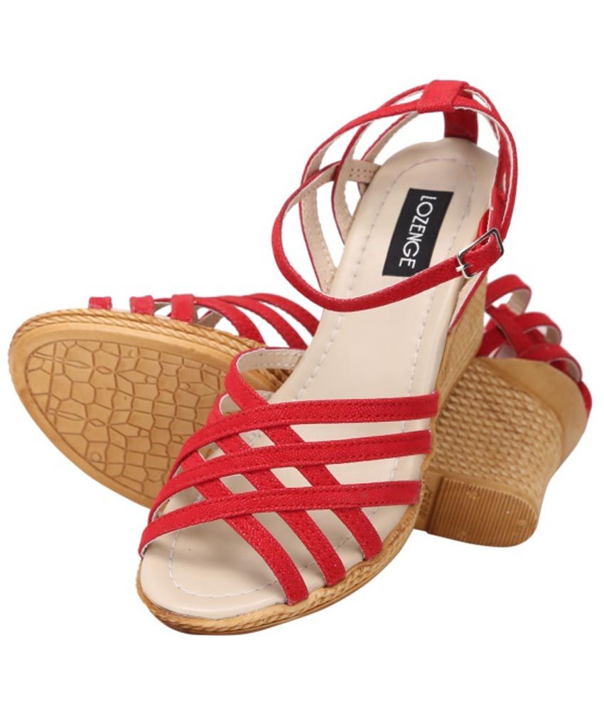 Lozenge Red Wedges Heel Sandals Price in India Buy Lozenge Red Wedges