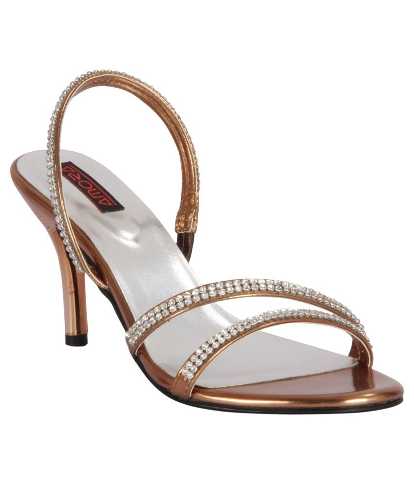Amora Tan Stiletto Sandals Price in India- Buy Amora Tan Stiletto Sandals Online at Snapdeal