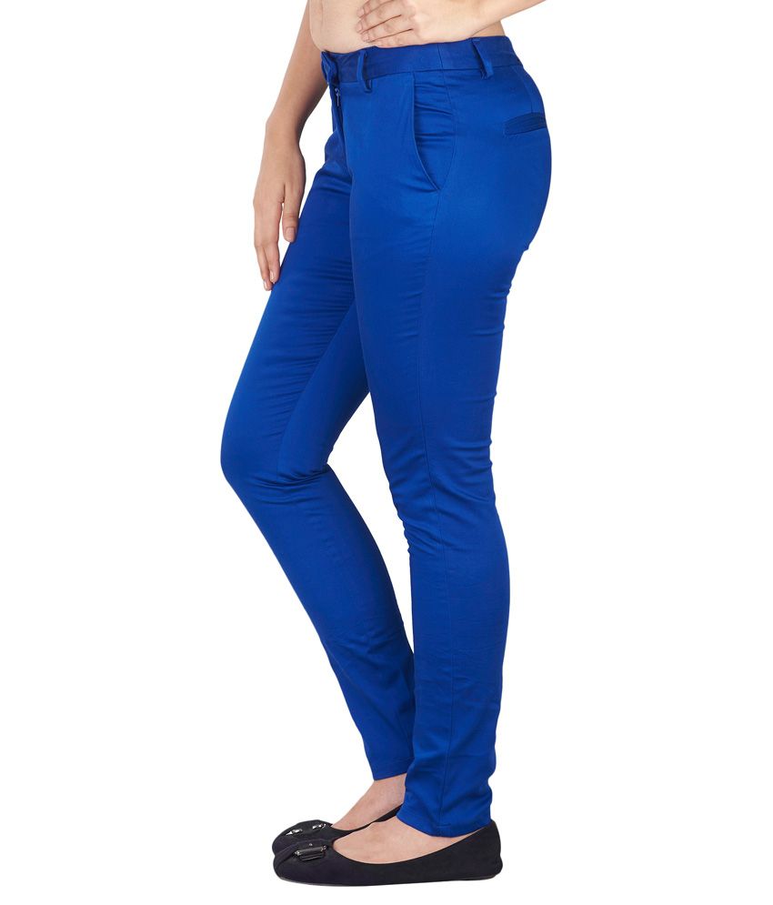 Buy Soie Blue Satin Trousers Online at Best Prices in India - Snapdeal