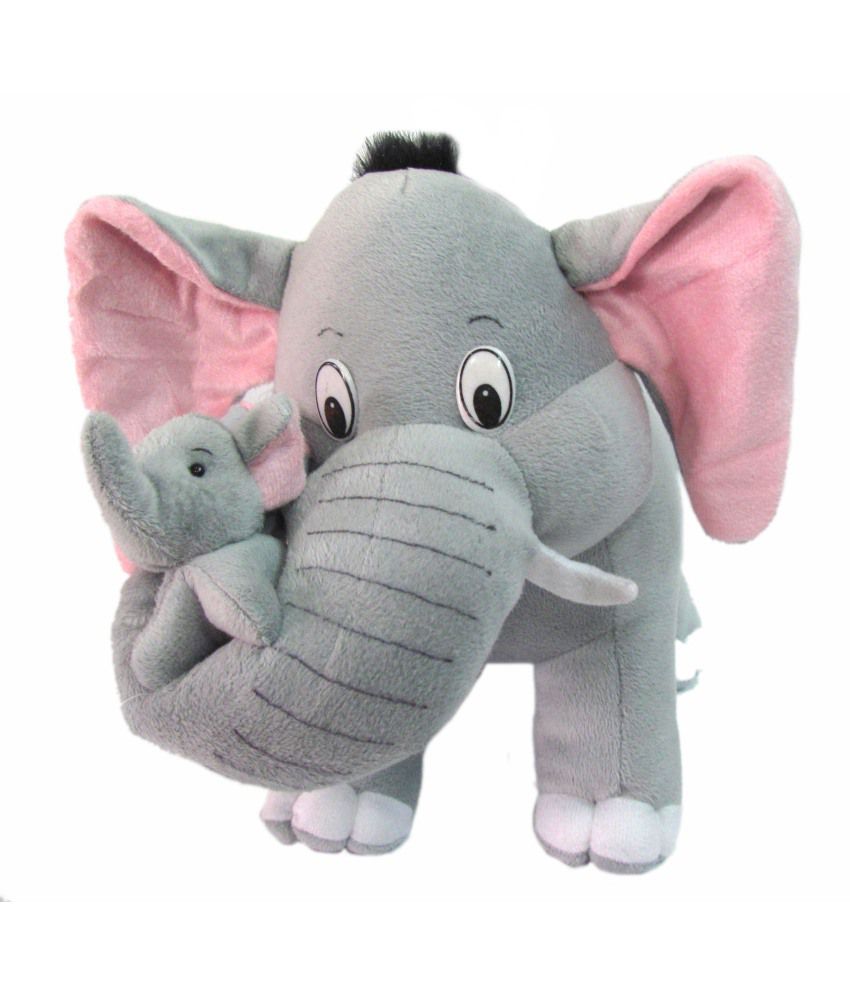     			Tickles Mother Elephant with Single Baby Stuffed Soft Plush Animal Toy for Kids Birthday Gifts Home Decoration (Size: 32 cm Color: Grey)