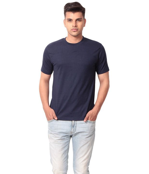 Naveen Collection Navy Cotton T- Shirt Round - Buy Naveen Collection ...