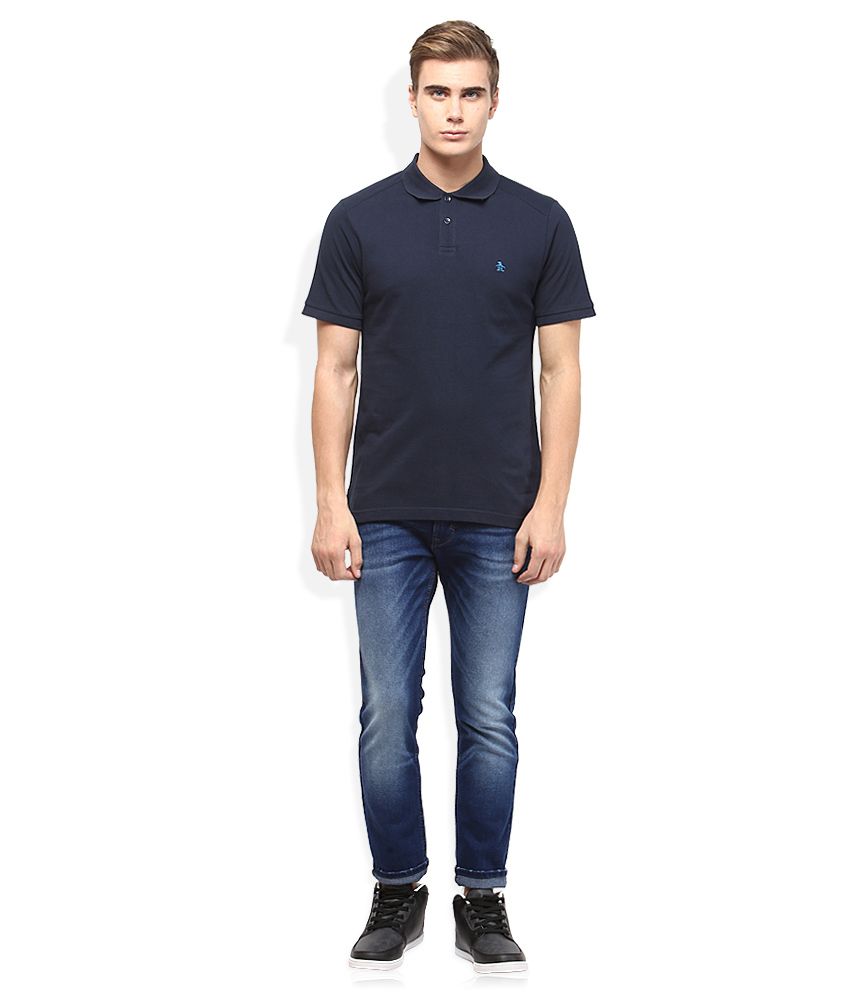 Original Penguin Navy Blue Solid Polo T Shirt - Buy Original Penguin ...