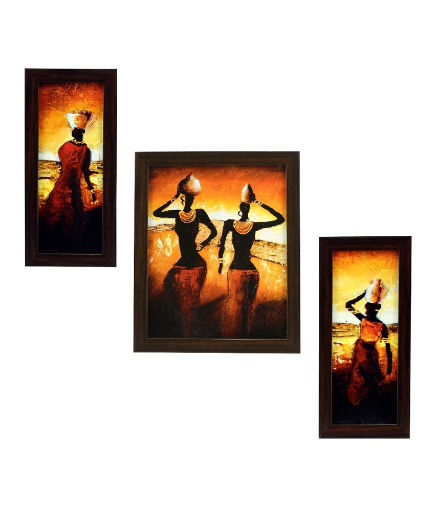 Indianara Matte Wooden Frame 3 Piece Set Of Framed Wall Hanging Indianara Matte Wooden Frame 3 Piece Set Of Framed Wall Hanging At Best In India