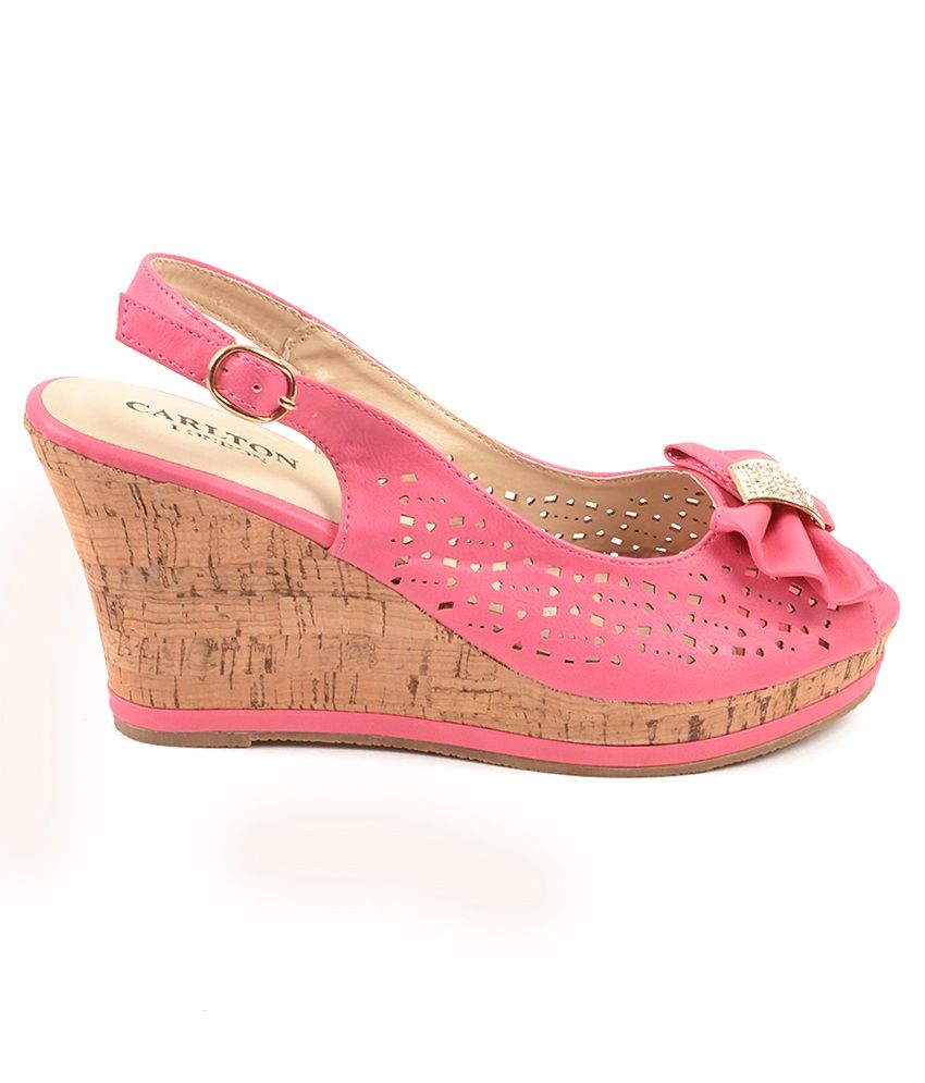 Carlton London Pink Wedges Heeled Slip-On Price in India- Buy Carlton London Pink Wedges Heeled 
