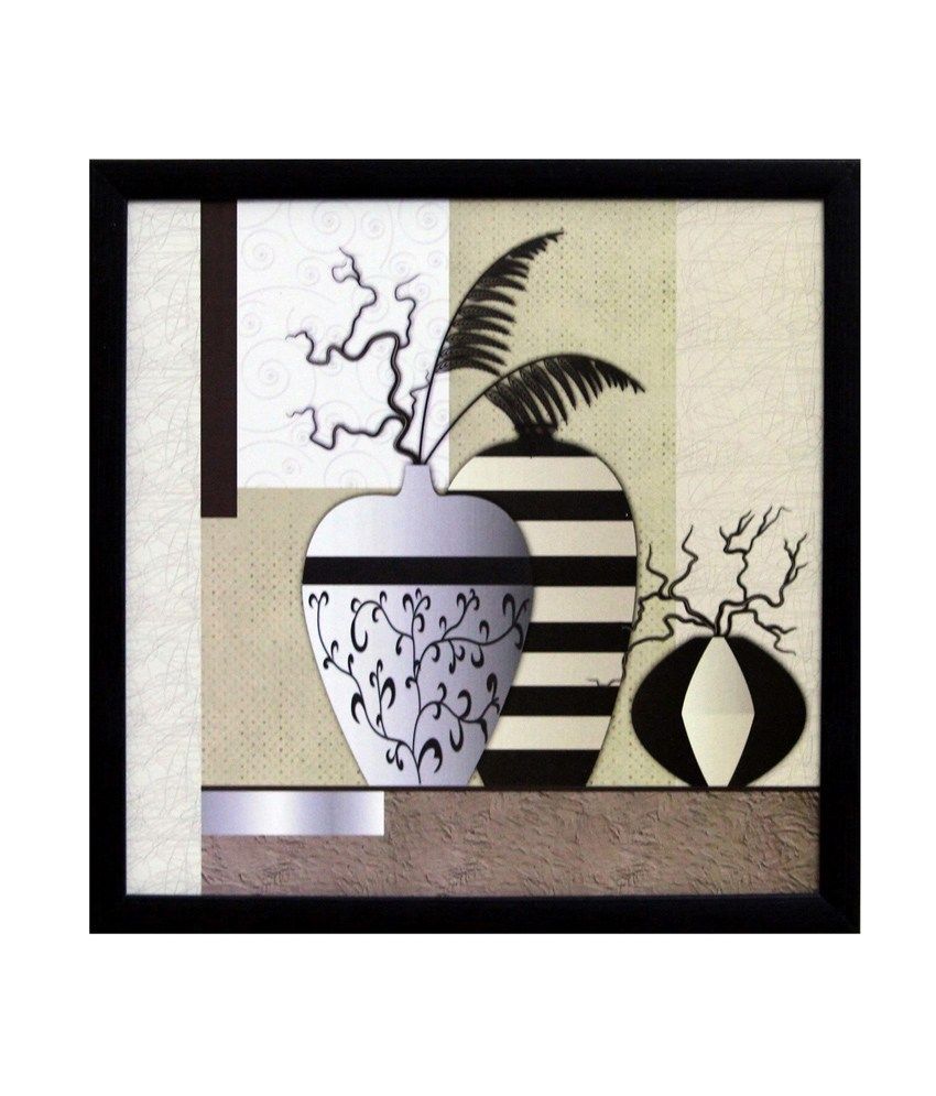     			eCraftIndia Abstract Pots Theme Satin Matt Texture Framed UV Art Print