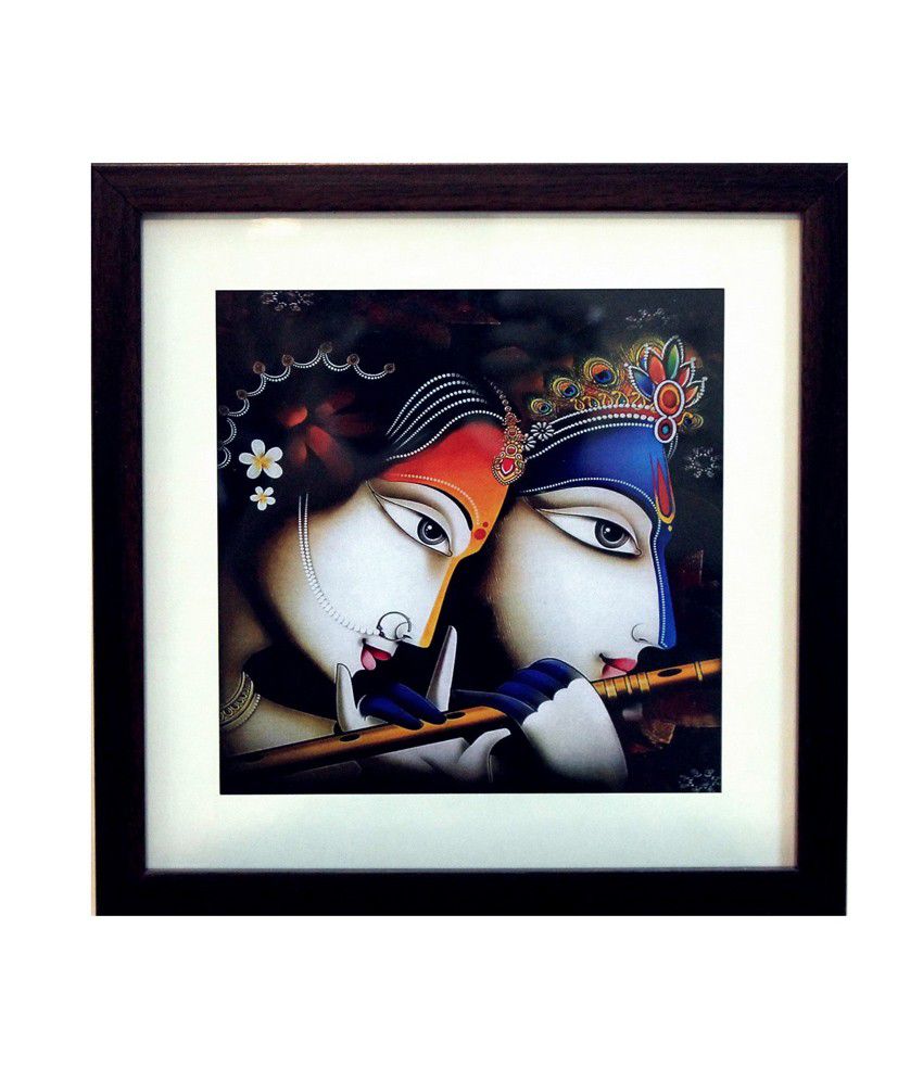     			eCraftIndia Radha Krishna Satin Matt Texture Framed UV Art Print