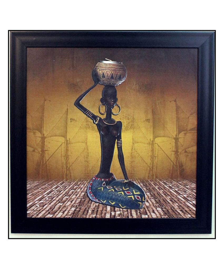     			eCraftIndia Brown and Black Synthetic Wood Folk Art Painting