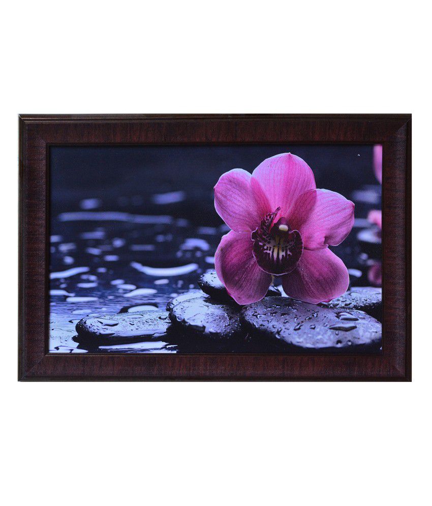     			eCraftIndia Pink and Purple Synthetic Wood Floral Painting