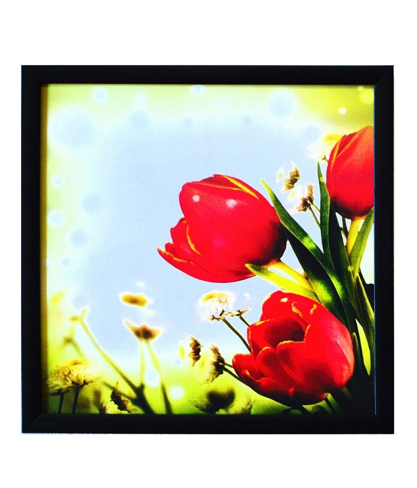     			eCraftIndia Floral Theme Satin Matt Texture Framed UV Art Print