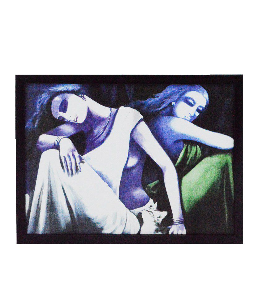     			eCraftIndia Abstract Lady Figures Satin Matt Texture Framed UV Art Print