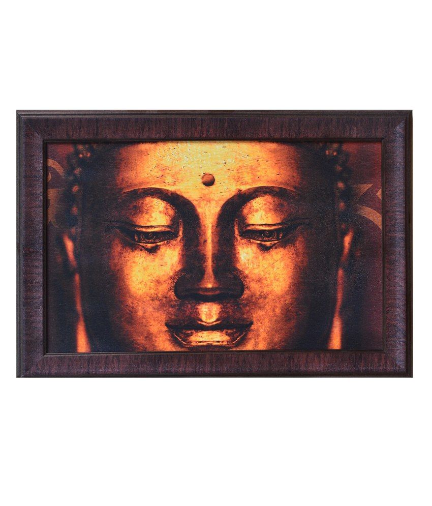     			eCraftIndia Yellow and Brown Synthetic Wood Religious Painting