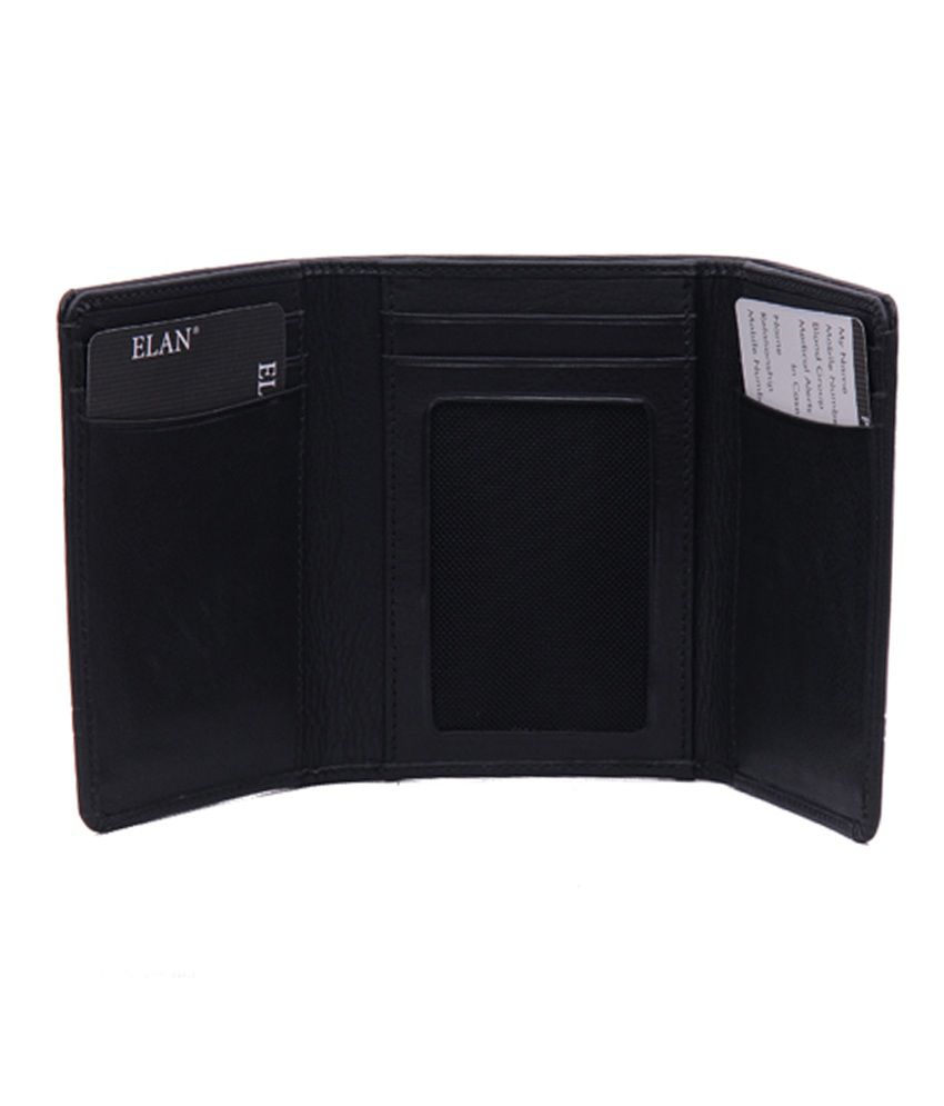 Elan Black Leather Trifold Wallet: Buy Online at Low Price in India ...