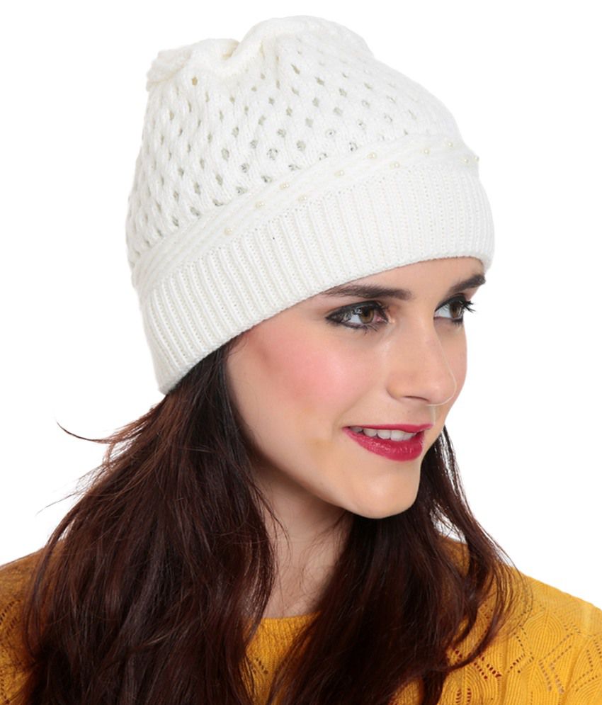 TAB91 White Woollen Cap for Women: Buy Online at Low Price in India ...