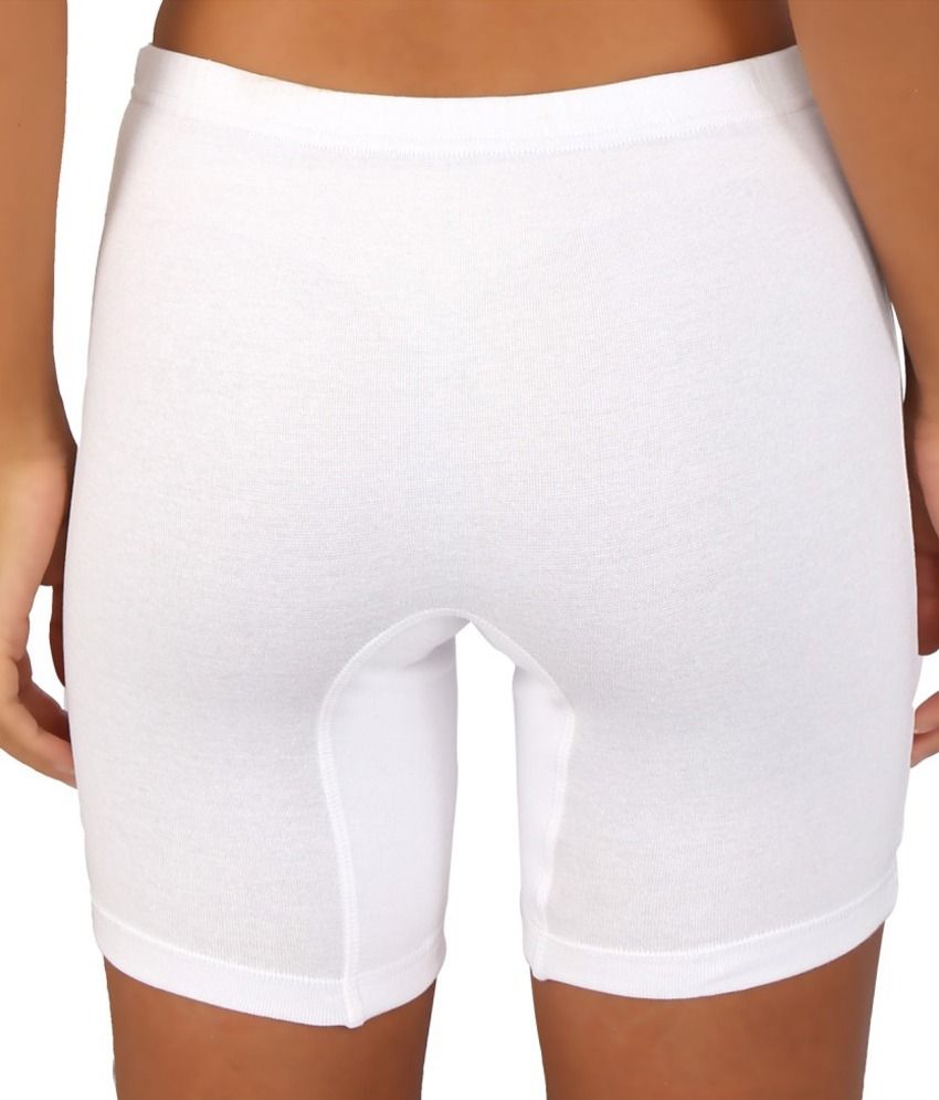 target white biker shorts