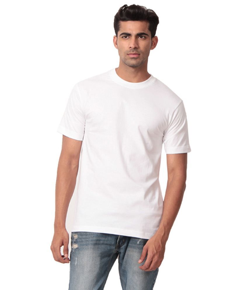 White Color Round Neck Cotton Tshirt For Men - Buy White Color Round ...