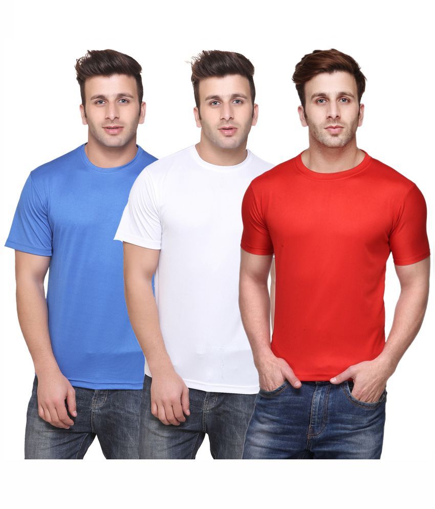     			Funky Guys Polyester Slim Fit Solid Half Sleeves Men's Round Neck T-Shirt - ( Pack of 3 )