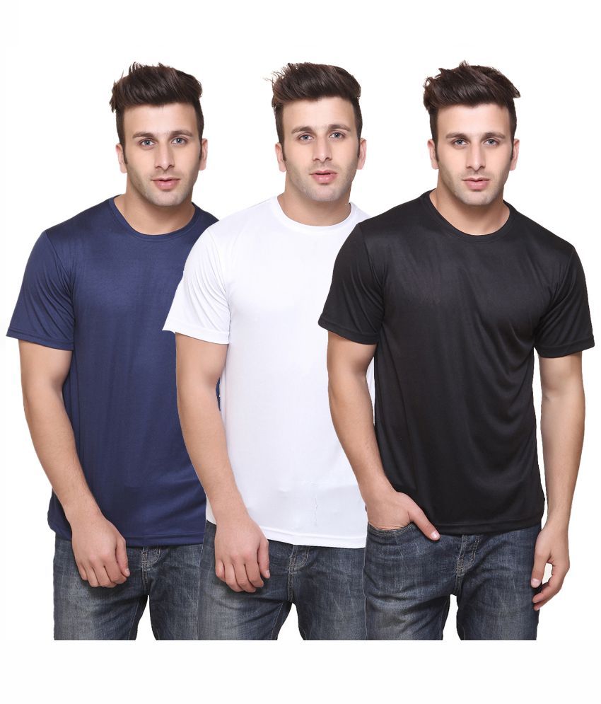     			Funky Guys Polyester Slim Fit Solid Half Sleeves Men's Round Neck T-Shirt - ( Pack of 3 )