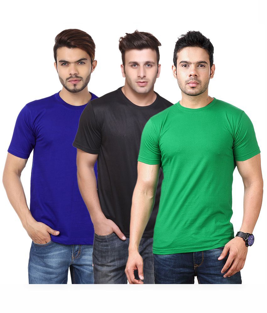     			Funky Guys Multicolor Cotton Blend T - Shirt - Pack of 3