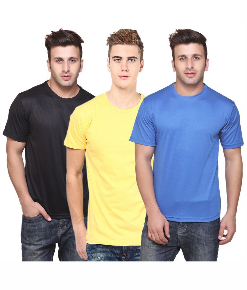     			Funky Guys Polyester Slim Fit Solid Half Sleeves Men's Round Neck T-Shirt - ( Pack of 3 )