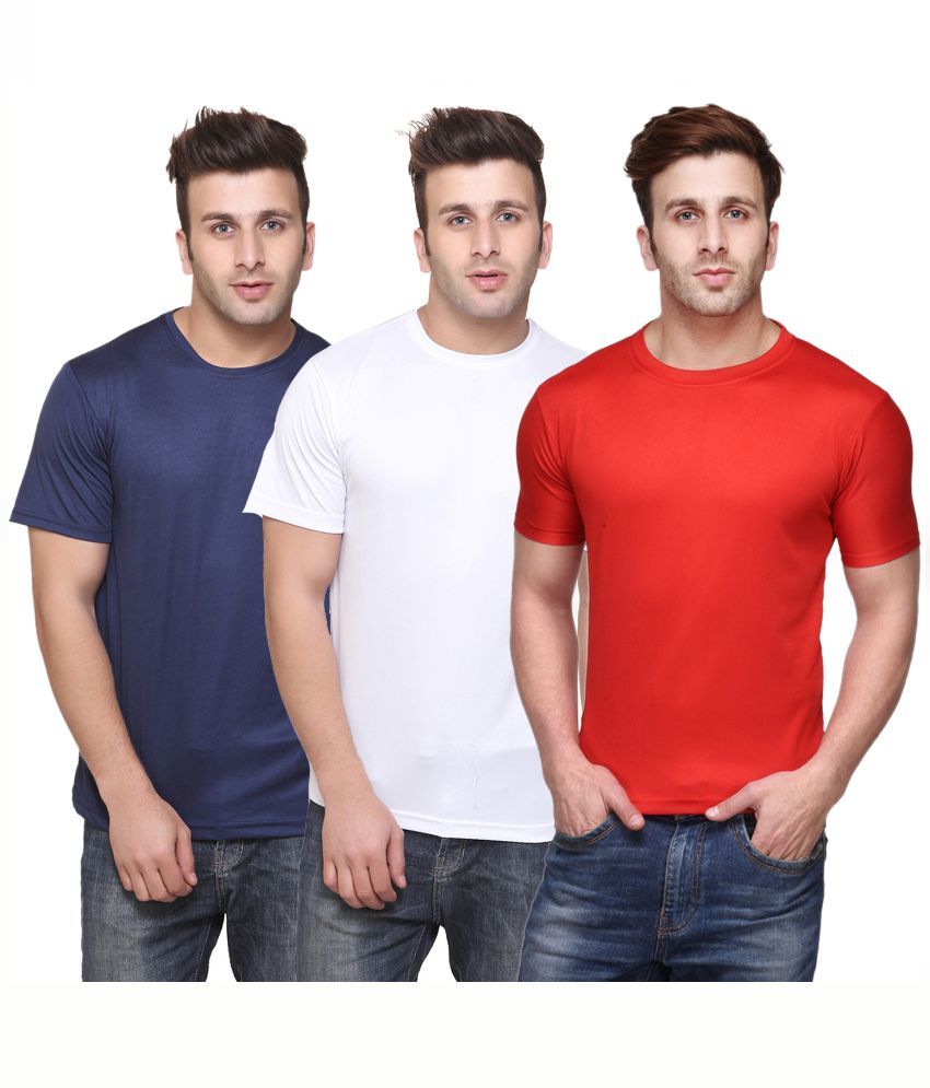     			Funky Guys Polyester Slim Fit Solid Half Sleeves Men's Round Neck T-Shirt - ( Pack of 3 )